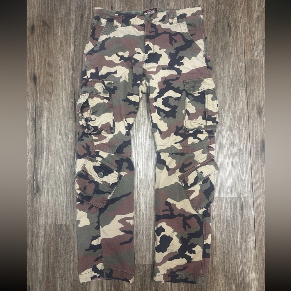 Matchstick Camo Cargo Pants Utility Military Y2K Gorpcore Streetwear Large 32